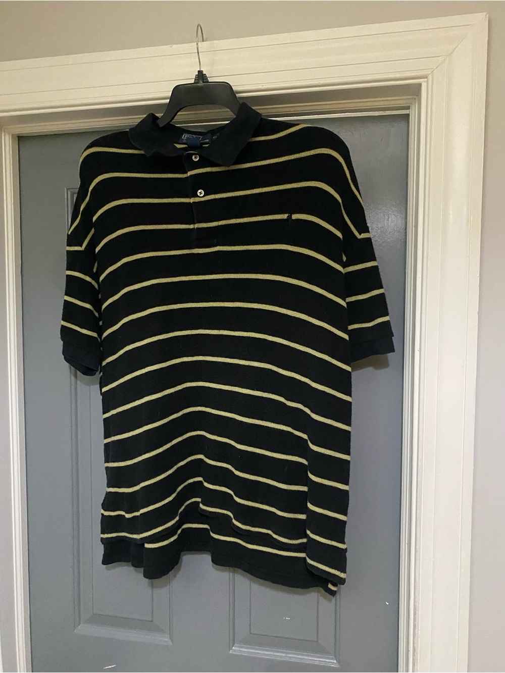 Ralph Lauren Black Polo with Gold Stripes